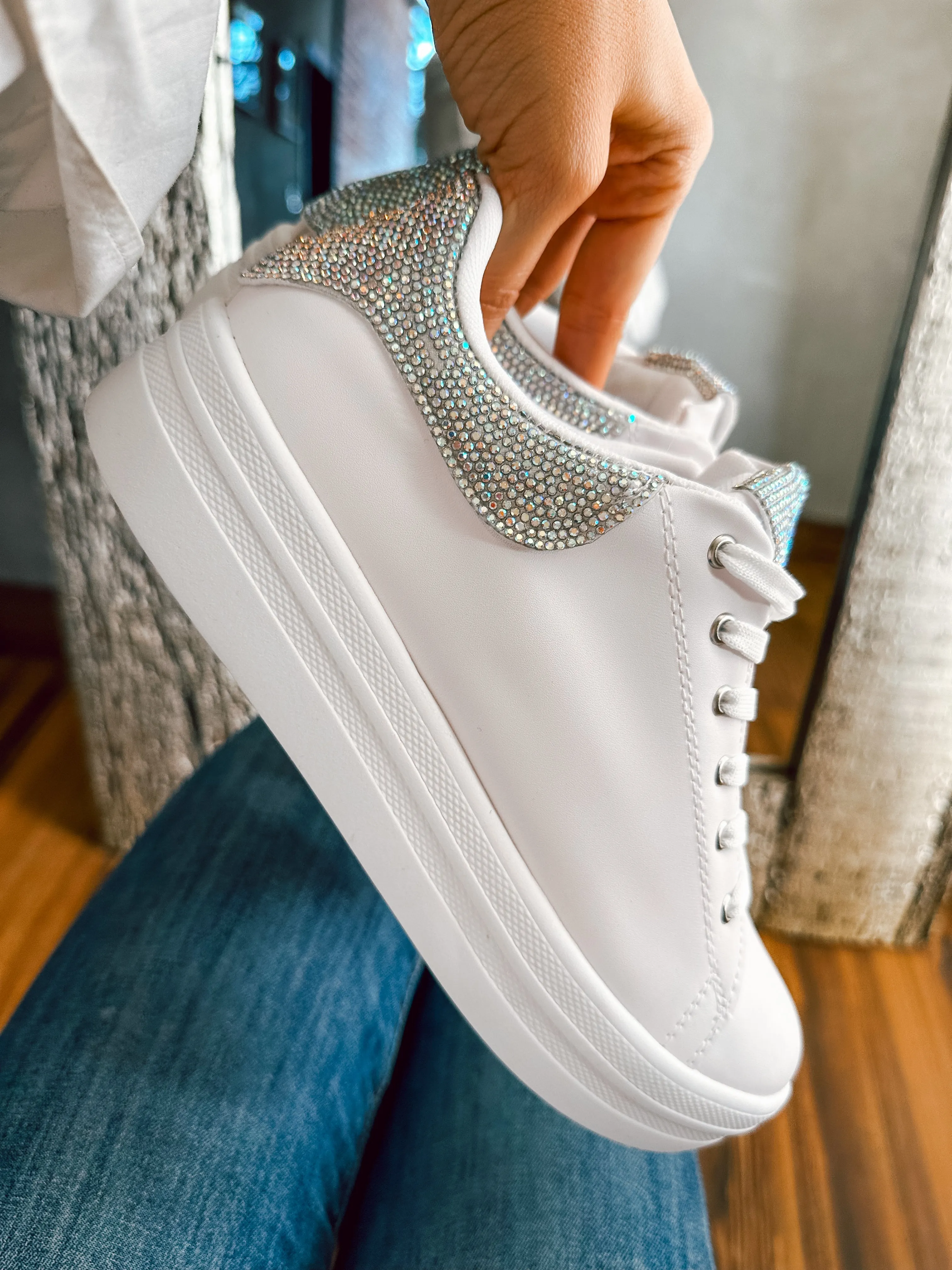 Brooklyn Basic Shiny Heel Tab White Sneakers