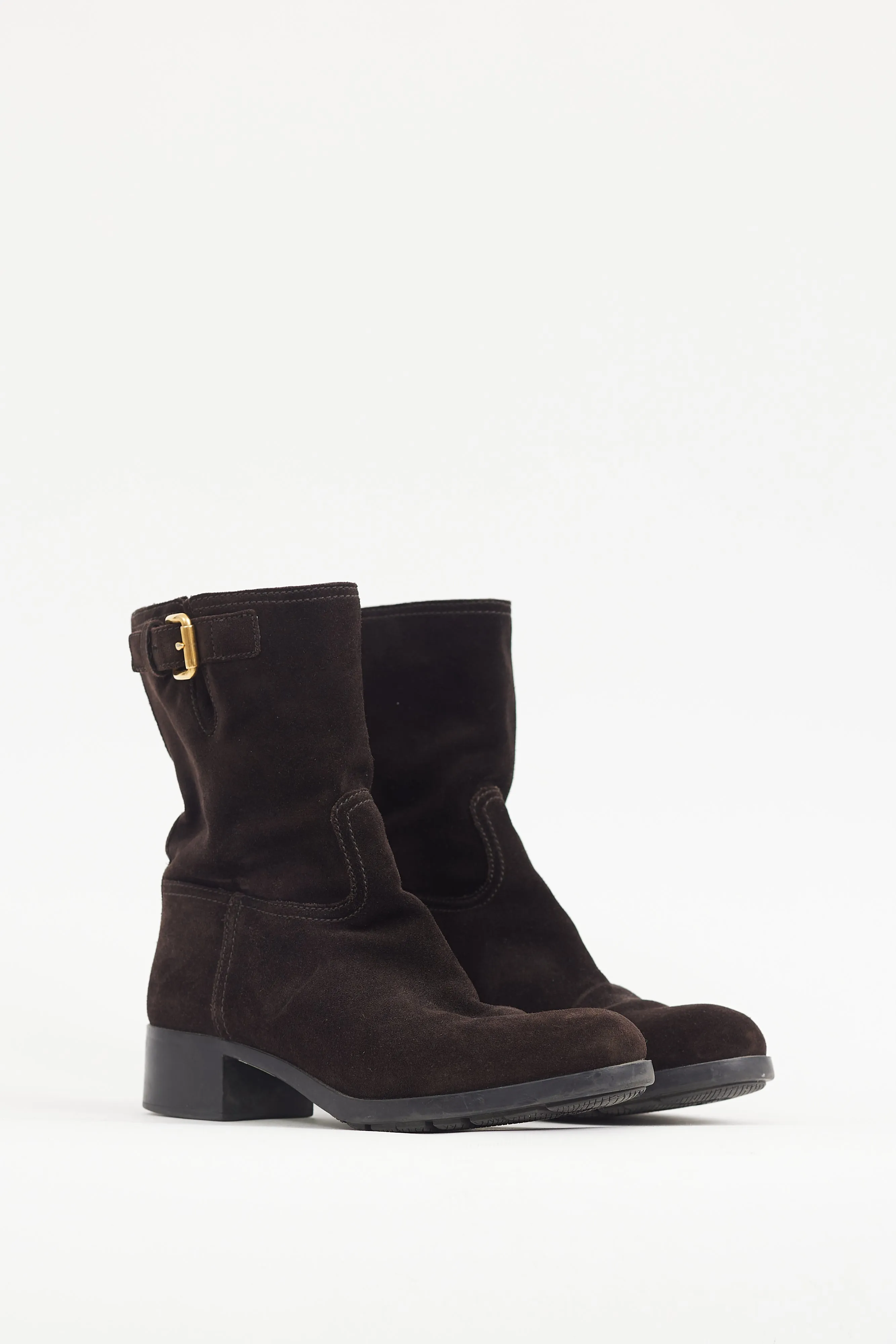 Brown Suede Biker Boot