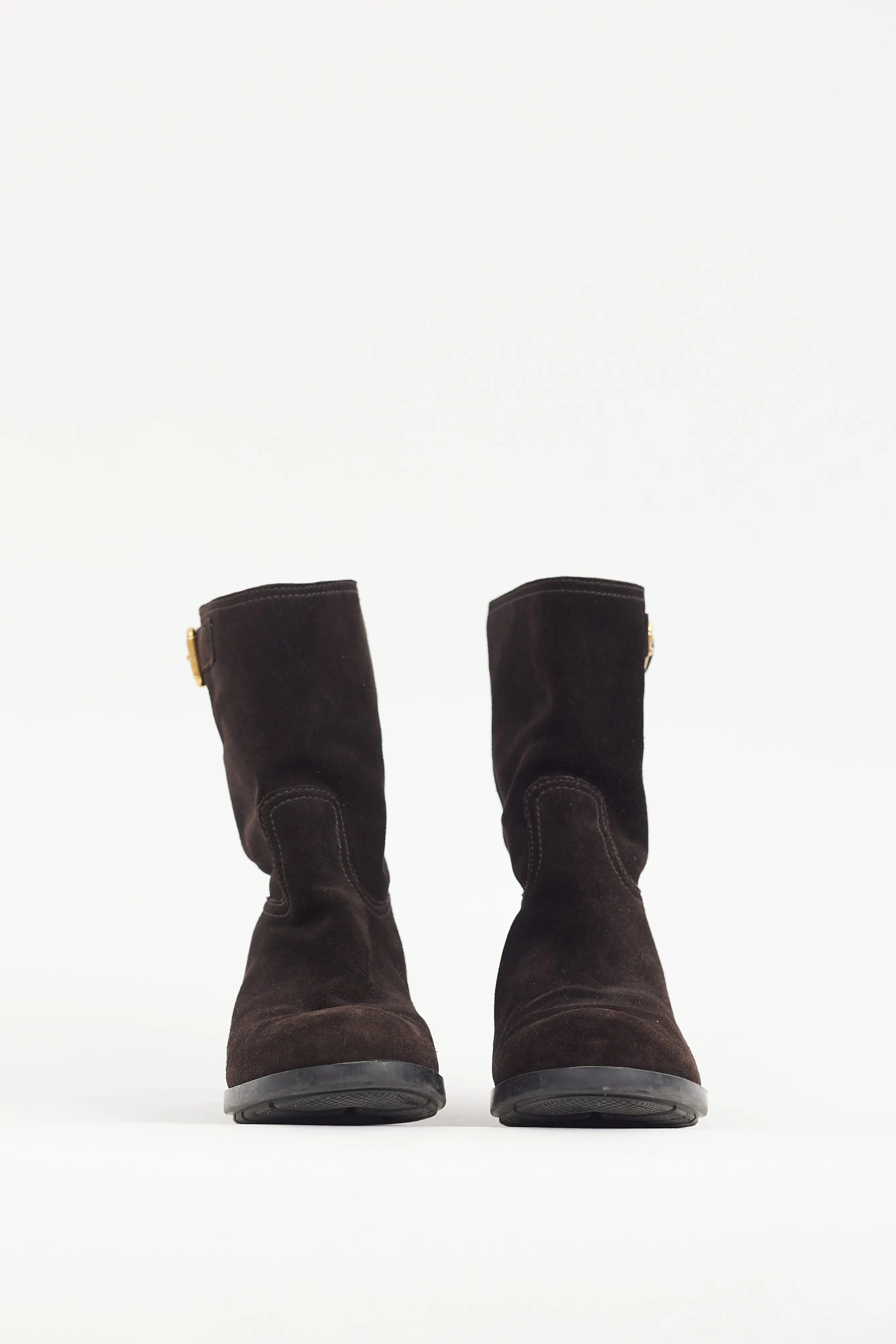 Brown Suede Biker Boot