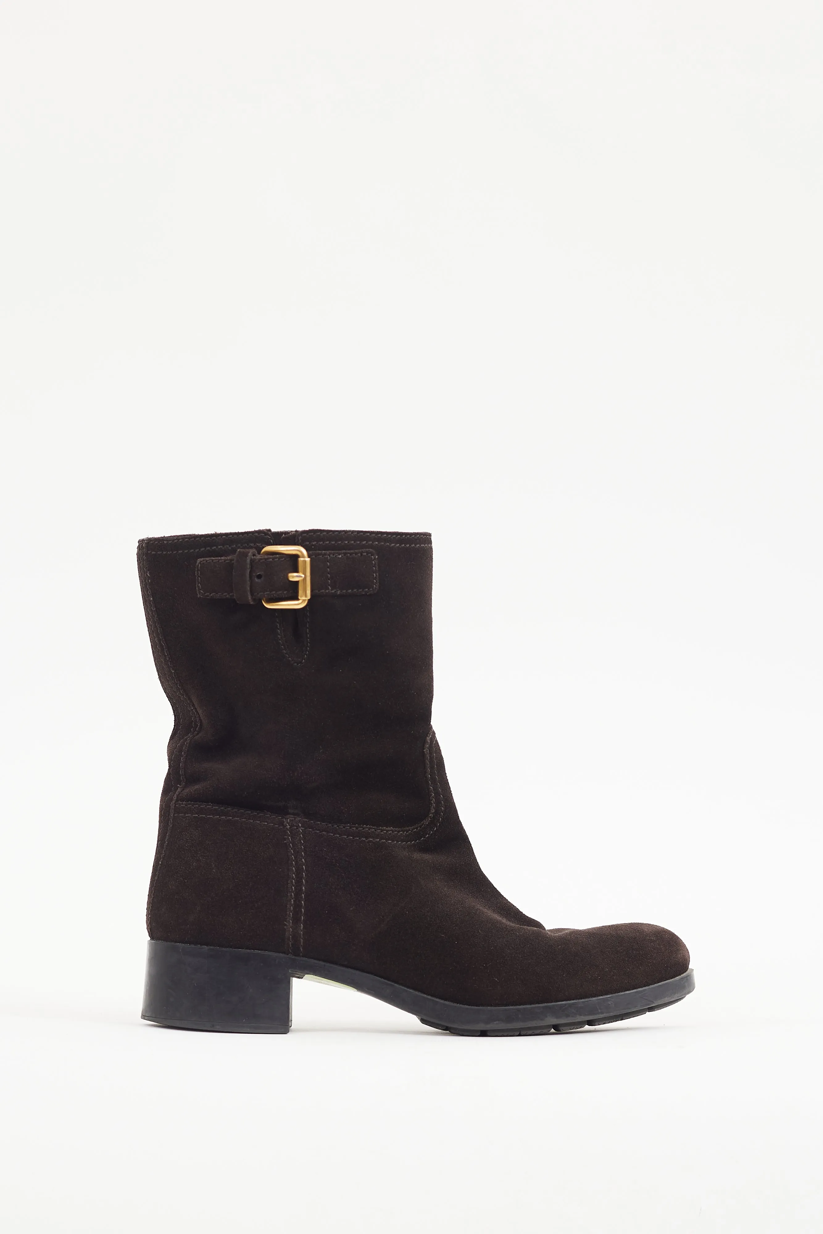 Brown Suede Biker Boot