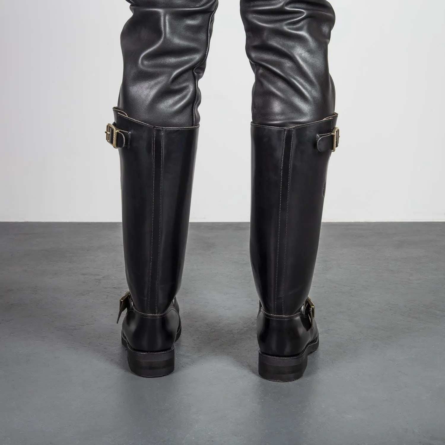 Embossy Leather Biker Boots