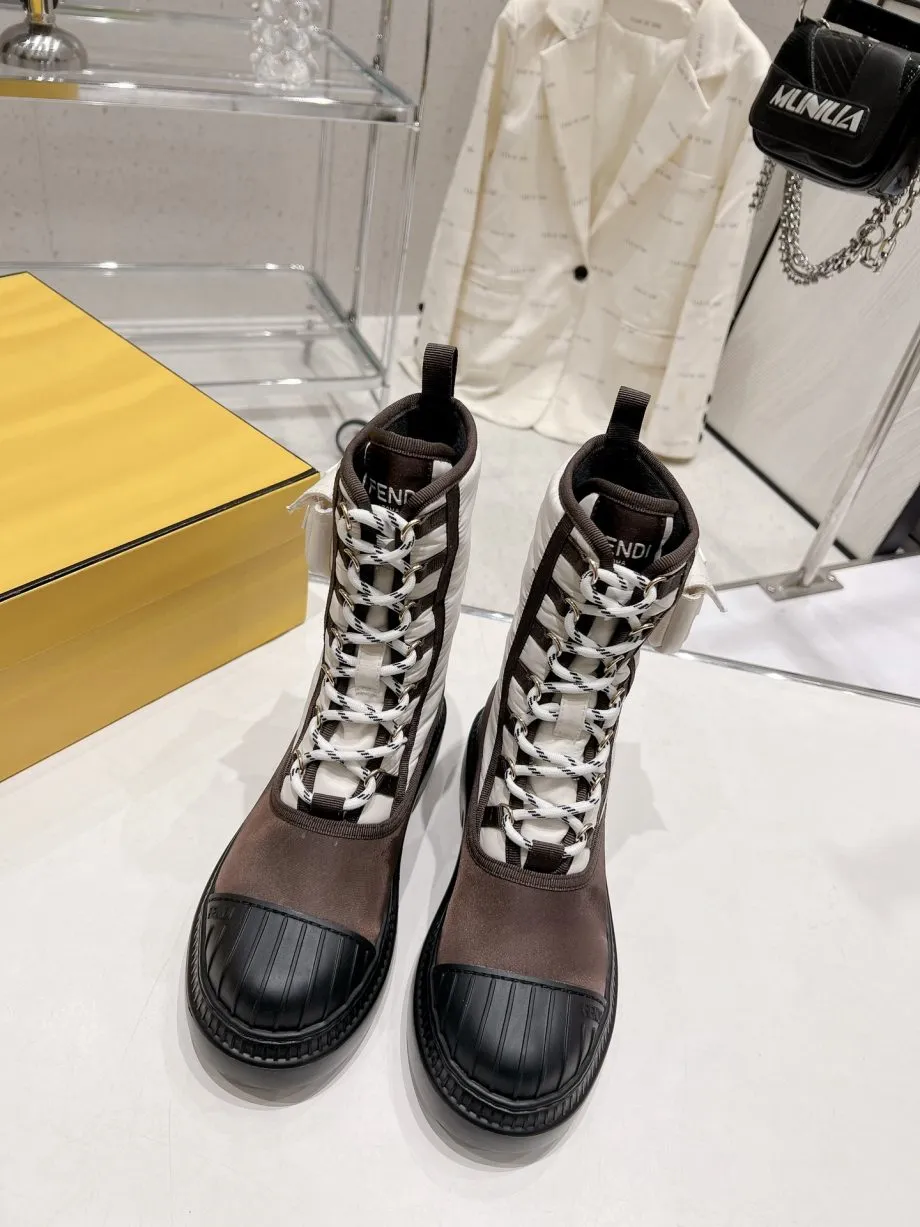 FD Domino Biker Boots White For Women
